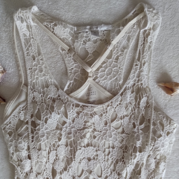 LC Lauren Conrad Ivory Racerback Crochet Dress - Picture 4 of 8
